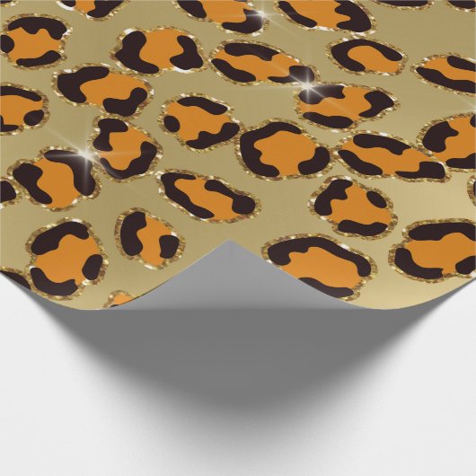 Orange Gold Glitzer Leopard Animal Print Cheetah Geschenkpapier (Ecke)
