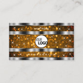 Orange Gold Glitzer Sparkle Stars Logo Silber Visitenkarte (Vorderseite)