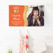 Orange | Gold Glückwunschs Graduate Wave Foto Banner (Insitu)