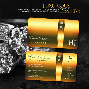 Orange Gold Gradient Opening Hours Jewels Monogram Visitenkarte