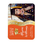 Orange | Gold Graduate Wave Grad Cap Foto Magnet (Vertikal)