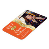 Orange | Gold Graduate Wave Grad Cap Foto Magnet (Linke Seite)