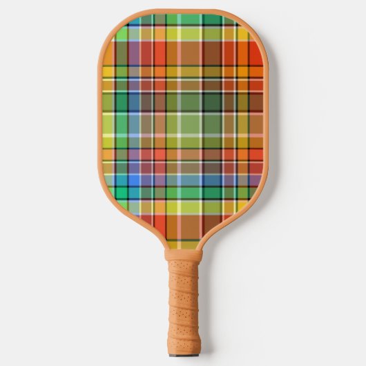 Orange Gold Green Blue Lila Schwarz-weiß Kariert Pickleball Schläger (Vorderseite)