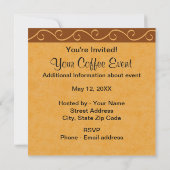 Orange Gold Green Coffee Cup Art Individuelle Name Einladung (Rückseite)