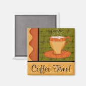 Orange Gold Green Coffee Cup Art Individuelle Name Magnet (Vorderseite/Rückseite)