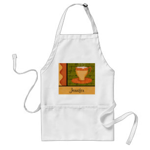 Orange Gold Green Coffee Cup Art Individuelle Name Schürze