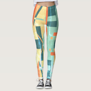 Orange Gold Green MCM Look Motif Leggings