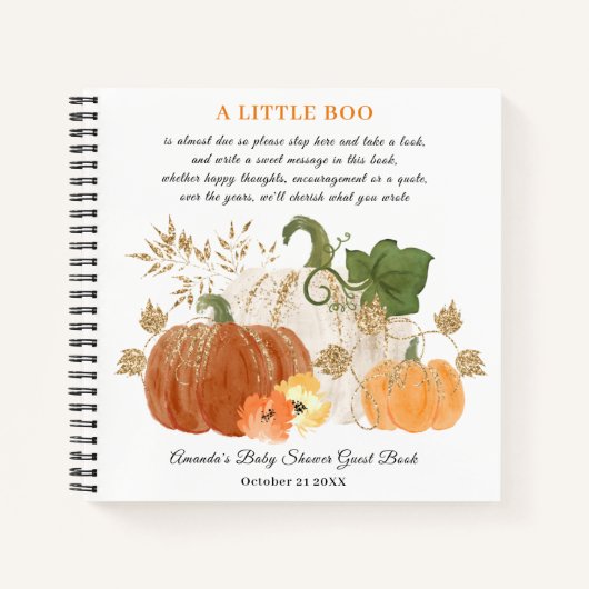 Orange Gold Halloween Fall Baby Showbook Notizblock (Vorderseite)