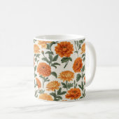 Orange Gold Herbst Marigolds Foliage Muster Kaffeetasse (VorderseiteRechts)