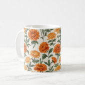 Orange Gold Herbst Marigolds Foliage Muster Kaffeetasse (Vorderseite Links)