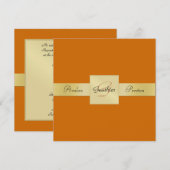 Orange Gold Metal Monogramm formale Einladung (Vorne/Hinten)