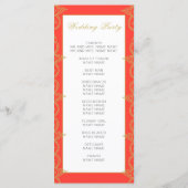 Orange Gold Pattern Wedding Program im indischen S Programm (Rückseite)