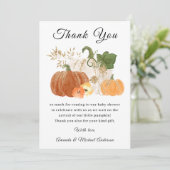 Orange Gold Pumpkins Fall Halloween Baby Dusche Dankeskarte (Stehend Vorderseite)
