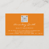 Orange Gold Quality Nails Script QR Logo Visitenkarte (Rückseite)