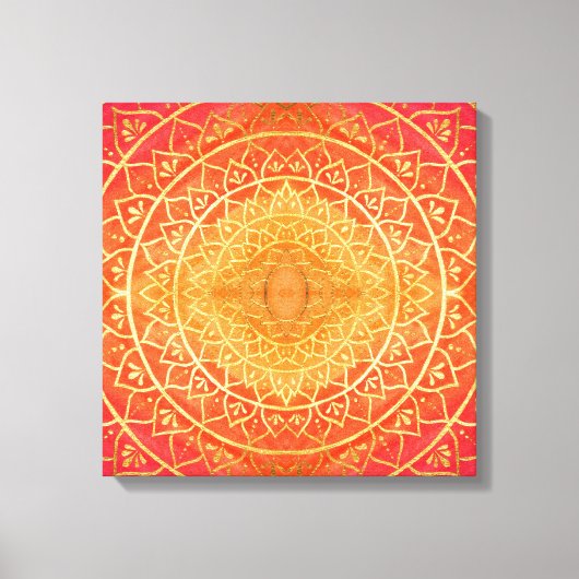 Orange Gold Red Mandala Muster Leinwanddruck (Vorderseite)