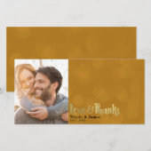Orange Gold Wedding Foto Liebe & Vielen Dank Dankeskarte (Vorne/Hinten)