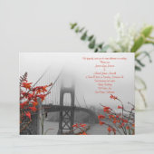 Orange Golden Gate Hochzeit Einladung (Stehend Vorderseite)