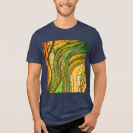 "Orange Golden Green Silk Harvest" der Männer Tri-Blend Shirt