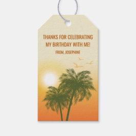 Orange Golden Sunset Palm Trees Birthday Thank You Geschenkanhänger