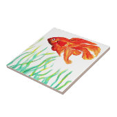 Orange Goldfish, handgemalt Fliese (Seite)