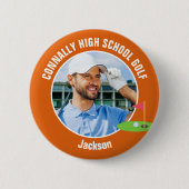 Orange Golfer Foto High School Golf Team Button (Vorderseite)