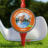 Orange Golfer Photo Custom Golf Team Christmas Ornament Aus Metall