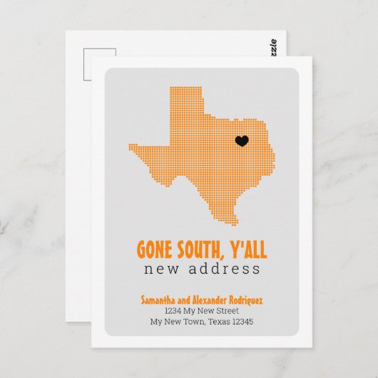 Orange Gone South, Y'all Moving Postkarte (Vorne/Hinten)