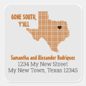 Orange Gone South, Y'All Moving Quadratischer Aufkleber (Vorderseite)