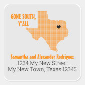 Orange Gone South, Y'All Moving Quadratischer Aufkleber (Vorderseite)