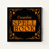 Orange Goth Zauberbuch Personalisiert Notizblock (Rückseite)