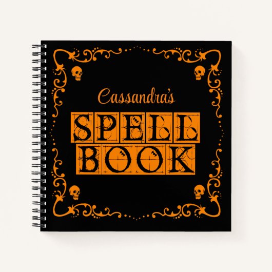 Orange Goth Zauberbuch Personalisiert Notizblock (Vorderseite)