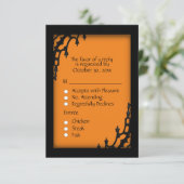 Orange Gotische UAWG mit Menüauswahl RSVP Karte (Stehend Vorderseite)