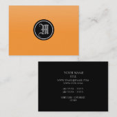 Orange gotisches Monogramm Visitenkarte (Vorne/Hinten)