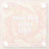 orange Gott gewinnt jedes Mal christlicher Glaube Glasuntersetzer (Rückseite)