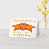 Orange Grad Cap Gold Blue Graduate Class 2024 Hat Karte (Gelbe Blume)
