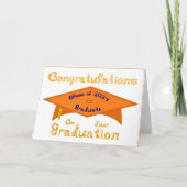Orange Grad Cap Gold Blue Graduate Class 2024 Hat Karte (Vorderseite)