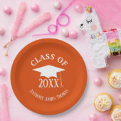 Orange Grad Cap und Blätter Paper Teller 9" (Party)