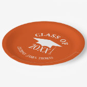 Orange Grad Cap und Blätter Paper Teller 9" (Schrägansicht)