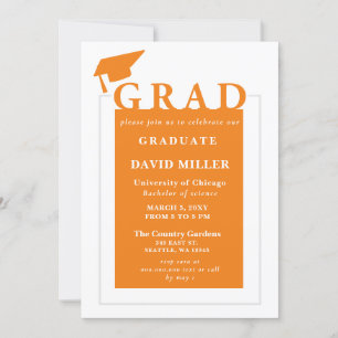 Orange Grad Modernes Minimalistisches Foto Abschlu Einladung