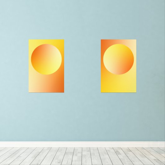 Orange Gradient Circle Vignette Abstract Design Bilderwand Sets (Holzboden)