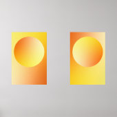Orange Gradient Circle Vignette Abstract Design Bilderwand Sets (Vorderseite)