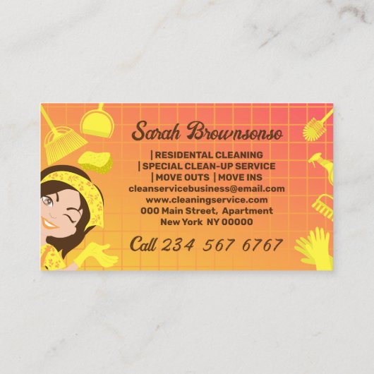 Orange Gradient Clearing Service Janitorial Visitenkarte (Rückseite)