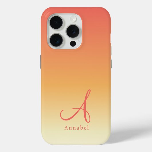 Orange Gradient Custom Monogram Name Case-Mate iPhone Hülle (Rückseite)