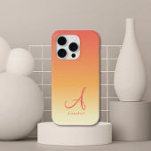 Orange Gradient Custom Monogram Name iPhone Hülle