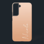 Orange Gradient Handwriting Script Personalisiert Samsung Galaxy Hülle<br><div class="desc">Ein personalisiertes Samsung Handy Gehäuse in modernem pastellorangefarbenem Gradientendesign. Der trendige Schriftart für Handschriften fügt beim Hinzufügen Ihres Namens eine einzigartige Touch hinzu.</div>