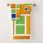 Orange Gradient Squares Badhandtuch Set (Insitu)