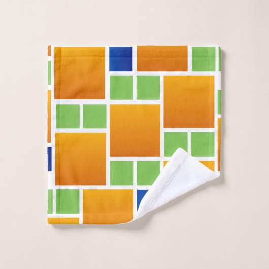 Orange Gradient Squares Badhandtuch Set (Waschlappen)