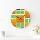 Orange Gradient Squares Große Wanduhr (Zuhause)