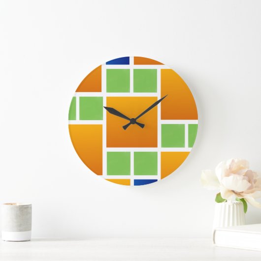 Orange Gradient Squares Große Wanduhr (Zuhause)