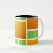 Orange Gradient Squares Zweifarbige Tasse (VorderseiteRechts)